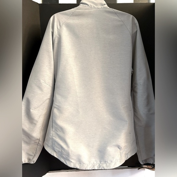 Nike Running gray swoosh Asymmetrical athletic jacket with zipper Sz-M H13 - Picture 4 of 11
